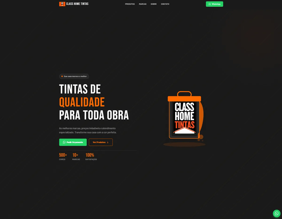 Website Class Home Tintas, Farbgeschäft in Brasilien mit Produktkatalog