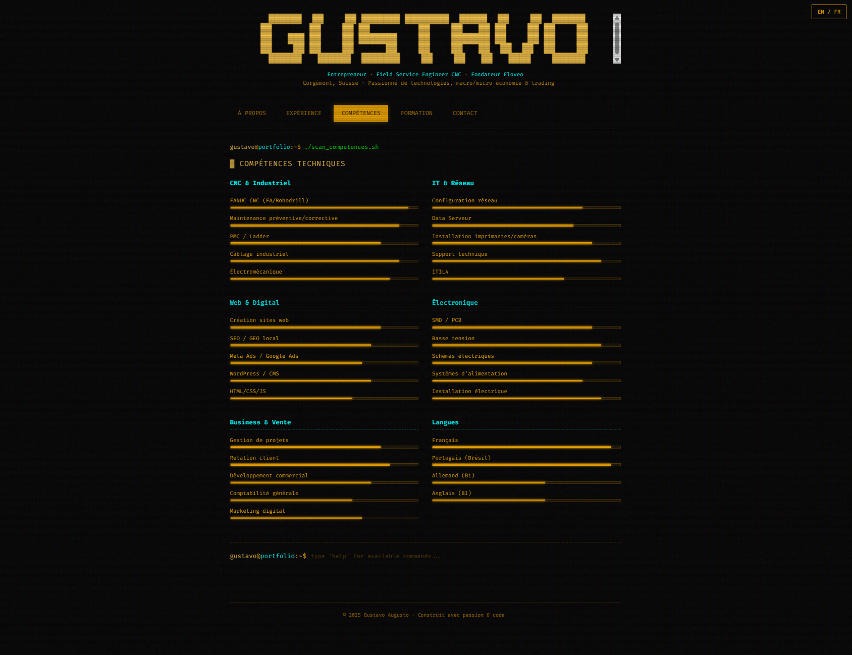 CV Terminal interactif — CV en ligne au design rétro inspiré d'un terminal Linux