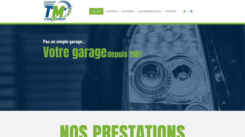 Startseite der Website der TM Garage Stähli, Garage in Sonceboz-Sombeval